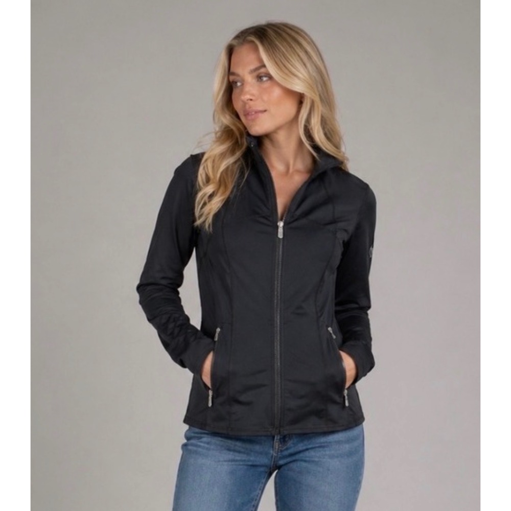 Women's Full Turn EcoTec Full Zip Jacket Black Size M Golf Tennis Activewear NWT